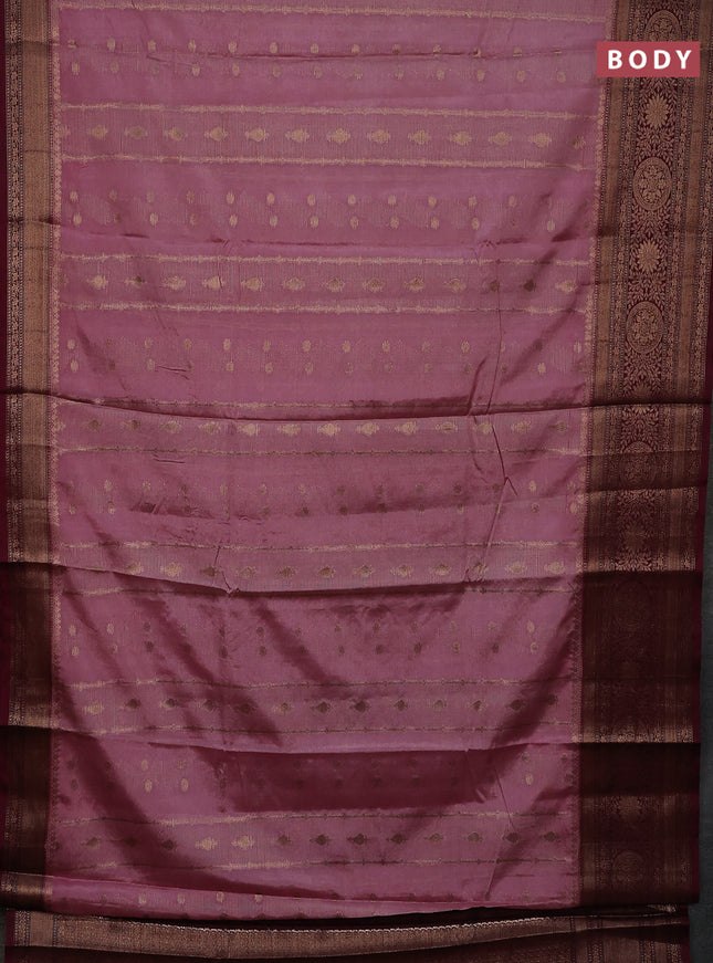 Banarasi warm silk saree mauve pink and wine shade with allover zari weaves & buttas and woven border