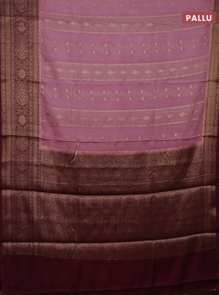 Banarasi warm silk saree mauve pink and wine shade with allover zari weaves & buttas and woven border