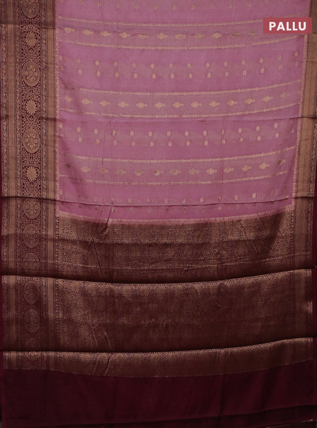 Banarasi warm silk saree mauve pink and wine shade with allover zari weaves & buttas and woven border