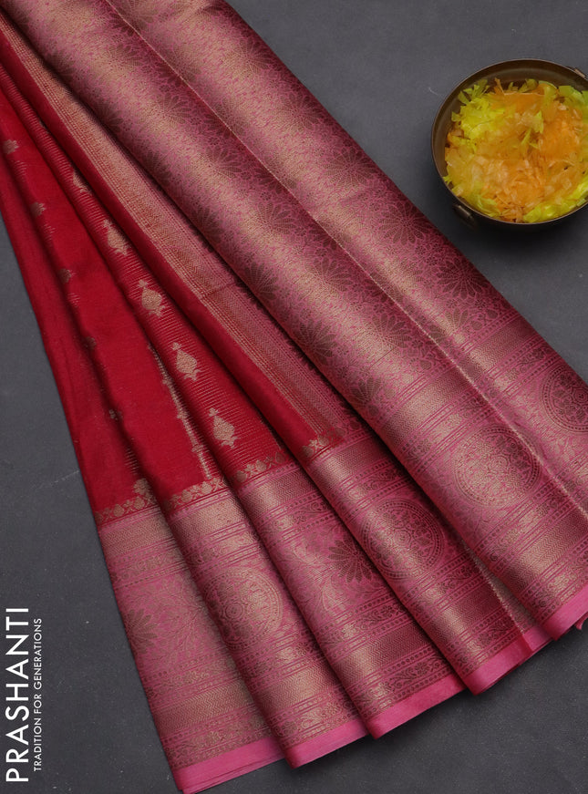 Banarasi warm silk saree pink and light pink with allover zari weaves & buttas and woven border