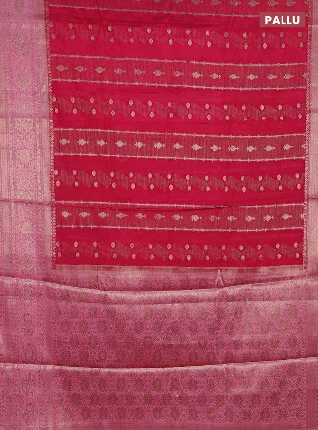 Banarasi warm silk saree pink and light pink with allover zari weaves & buttas and woven border