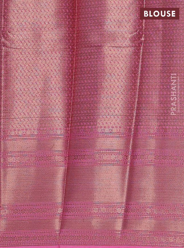 Banarasi warm silk saree pink and light pink with allover zari weaves & buttas and woven border