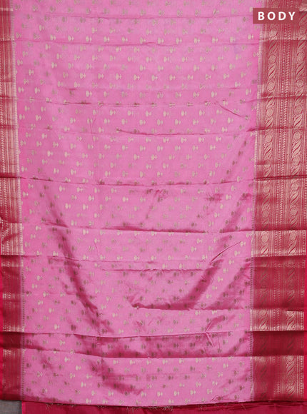 Banarasi warm silk saree light pink and pink with woven buttas and woven border