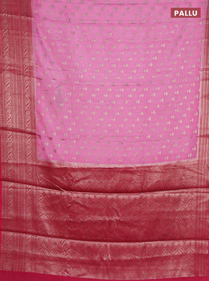 Banarasi warm silk saree light pink and pink with woven buttas and woven border
