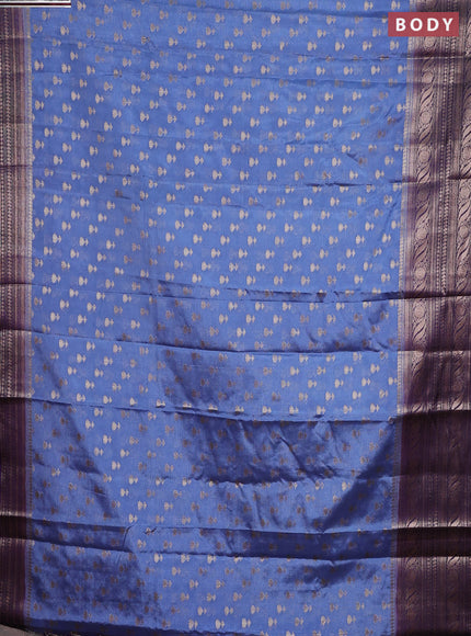 Banarasi warm silk saree light blue and deep violet with woven buttas and woven border