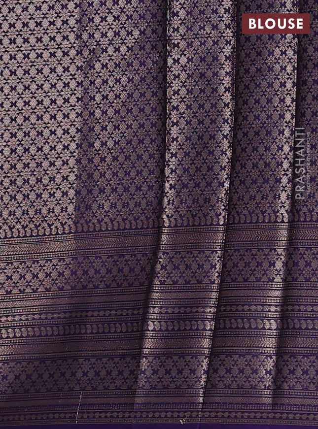Banarasi warm silk saree light blue and deep violet with woven buttas and woven border