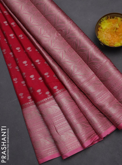 Banarasi warm silk saree dark pink and light pink with woven buttas and woven border