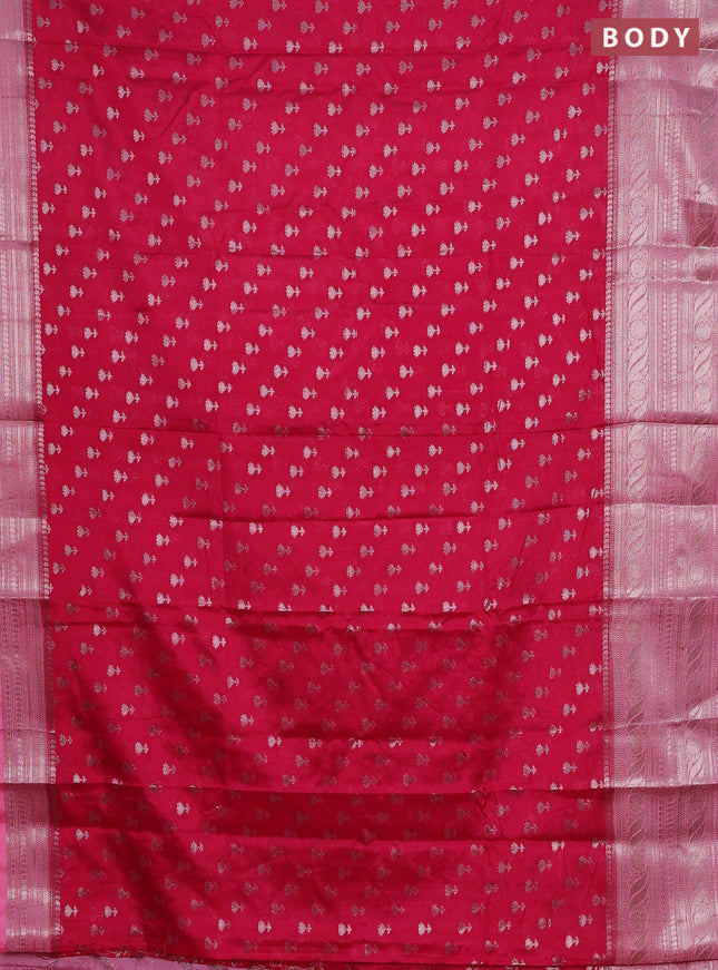 Banarasi warm silk saree dark pink and light pink with woven buttas and woven border