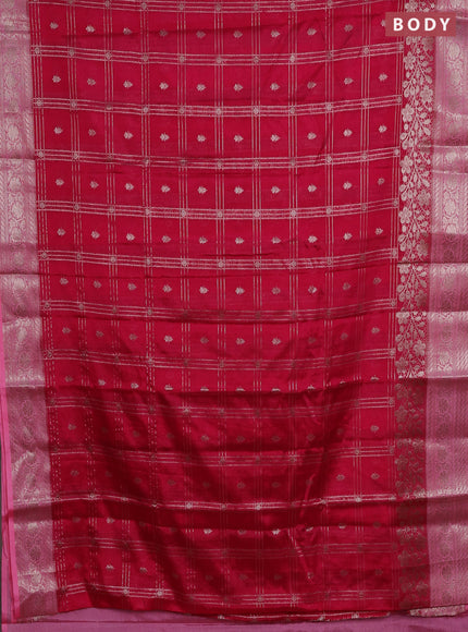 Banarasi warm silk saree pink and light pink with allover checked pattern & buttas and woven border