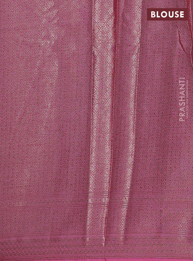 Banarasi warm silk saree pink and light pink with allover checked pattern & buttas and woven border