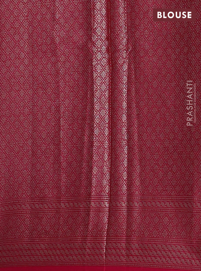 Banarasi warm silk saree light pink and pink with allover checked pattern & buttas and woven border