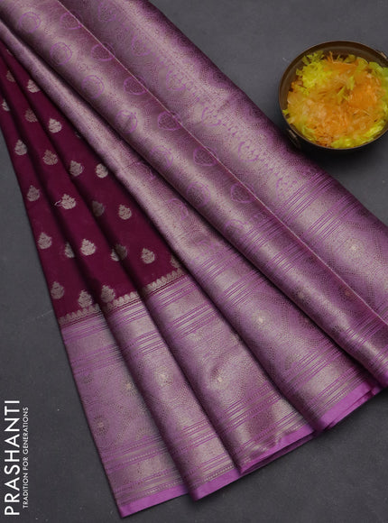 Banarasi warm silk saree purple and lavender with woven buttas and woven border