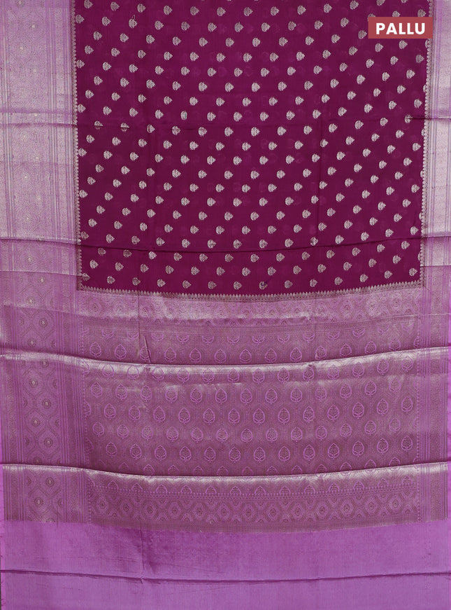 Banarasi warm silk saree purple and lavender with woven buttas and woven border