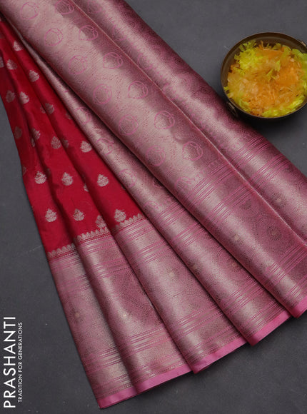 Banarasi warm silk saree pink and light pink with woven buttas and woven border