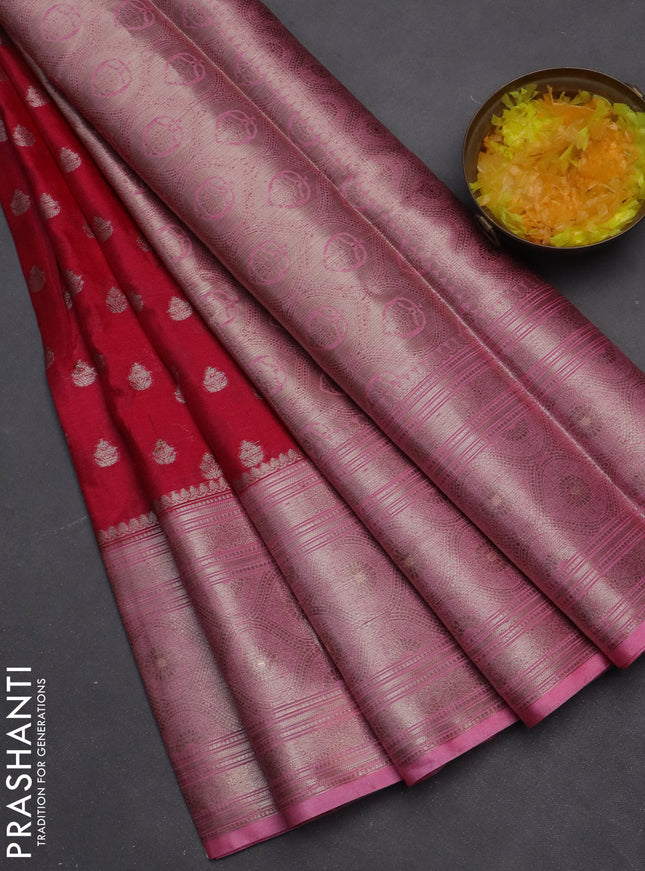Banarasi warm silk saree pink and light pink with woven buttas and woven border