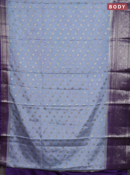 Banarasi warm silk saree pastel blue and violet with woven buttas and woven border
