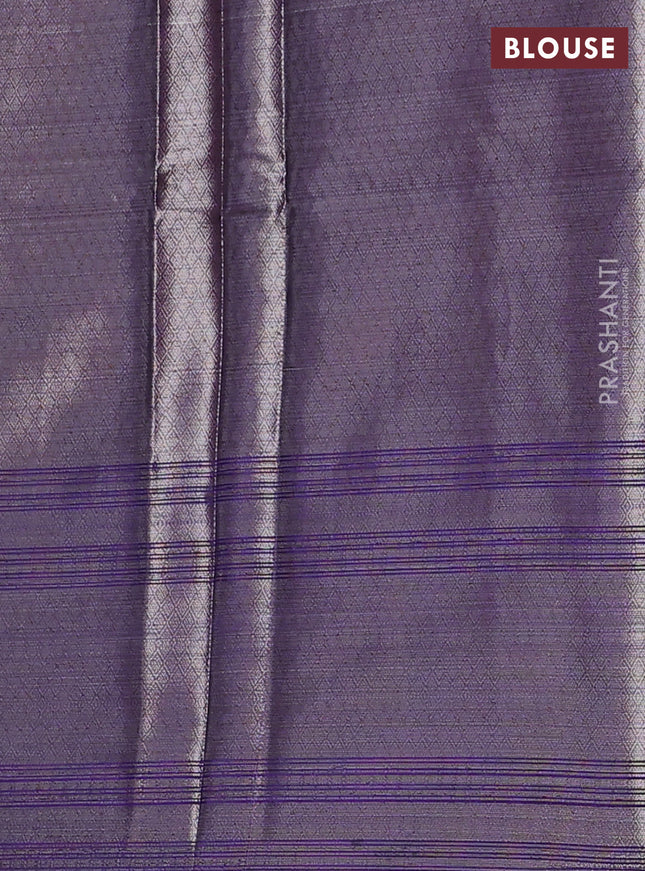 Banarasi warm silk saree pastel blue and violet with woven buttas and woven border