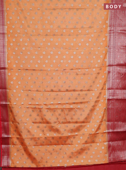 Banarasi warm silk saree orange and red with woven buttas and woven border