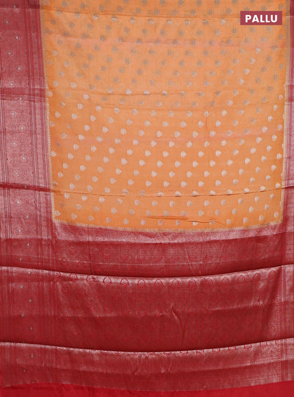 Banarasi warm silk saree orange and red with woven buttas and woven border