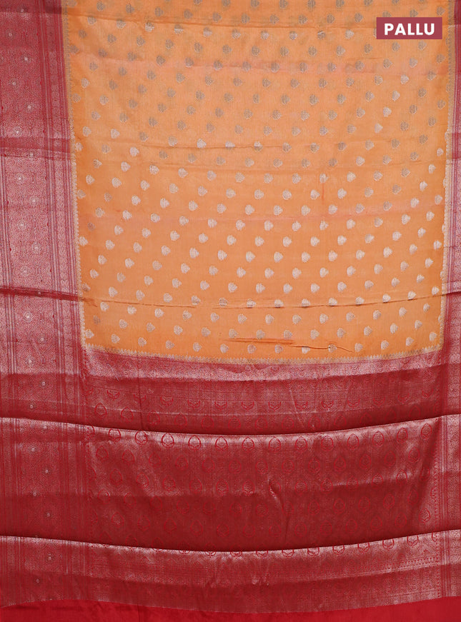 Banarasi warm silk saree orange and red with woven buttas and woven border