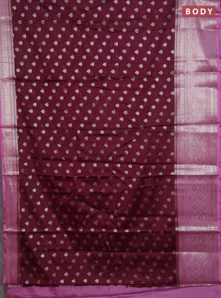 Banarasi warm silk saree wine shade and lotus pink with woven buttas and woven border