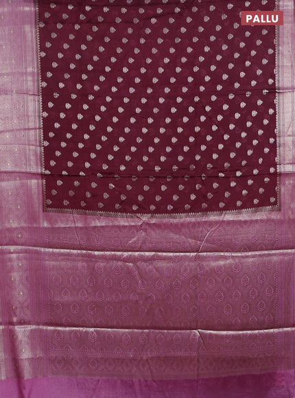 Banarasi warm silk saree wine shade and lotus pink with woven buttas and woven border