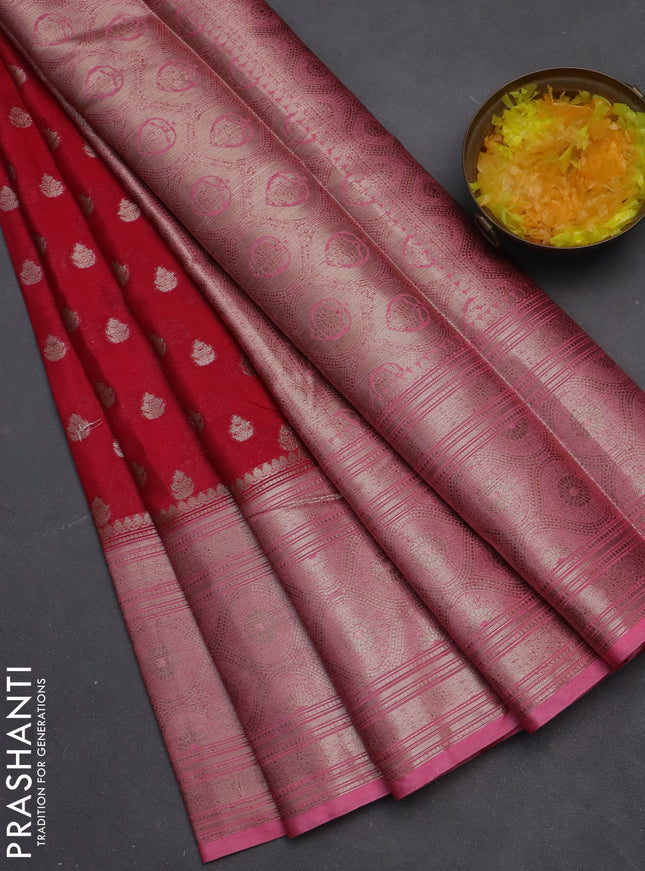 Banarasi warm silk saree pink and light pink with woven buttas and woven border