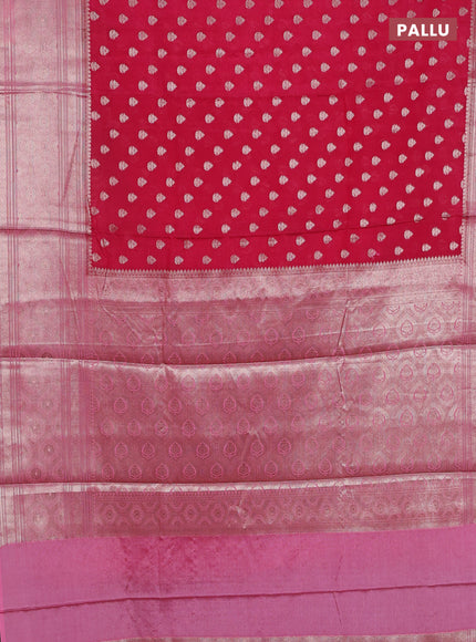 Banarasi warm silk saree pink and light pink with woven buttas and woven border