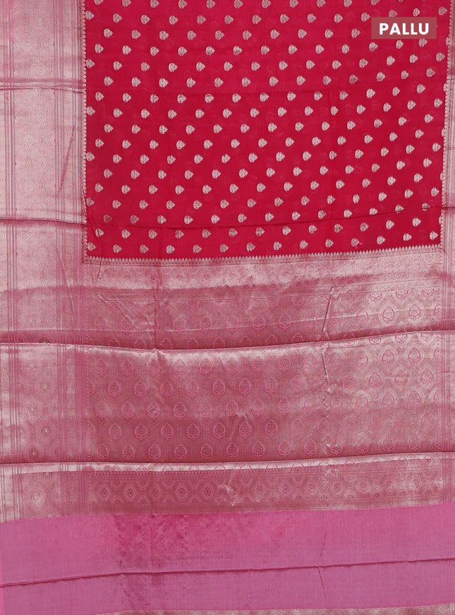 Banarasi warm silk saree pink and light pink with woven buttas and woven border