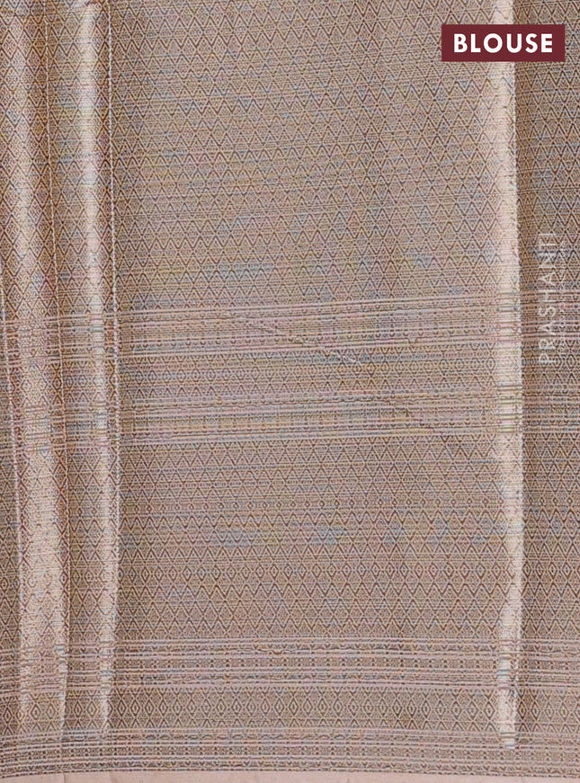 Banarasi warm silk saree orange and sandal with woven buttas and woven border