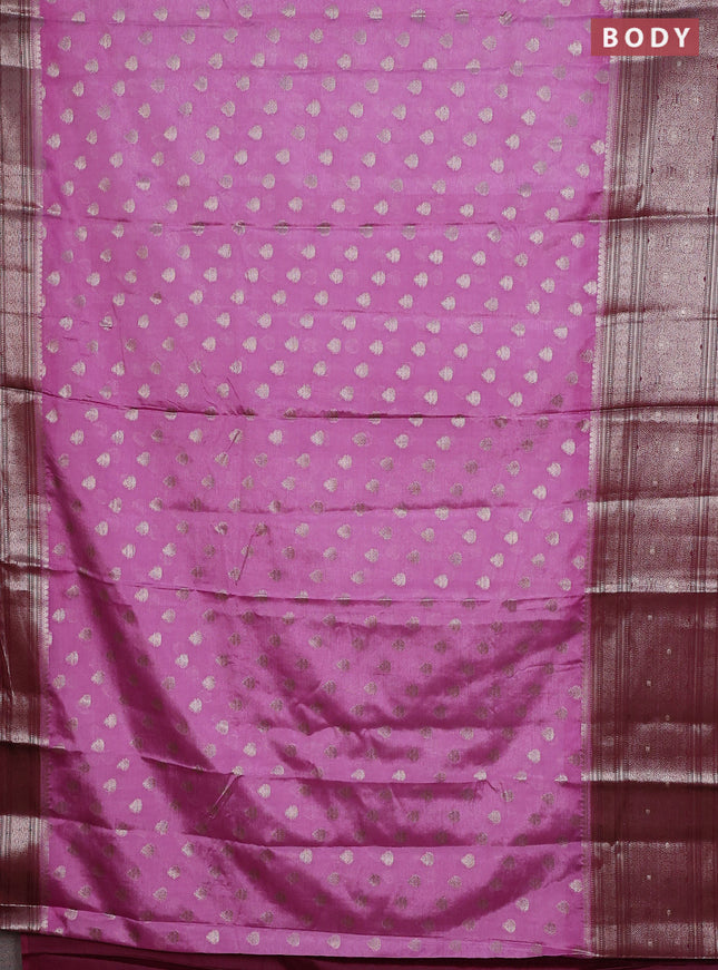 Banarasi warm silk saree lavender and wine shade with woven buttas and woven border