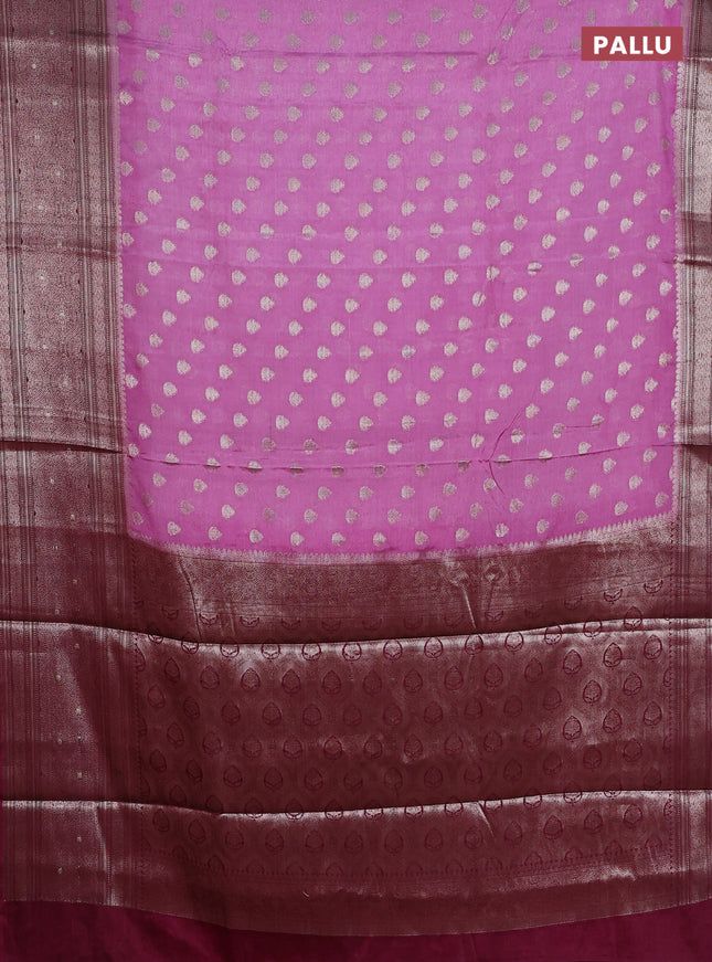 Banarasi warm silk saree lavender and wine shade with woven buttas and woven border