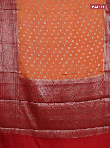 Banarasi warm silk saree pale orange and red with woven buttas and woven border