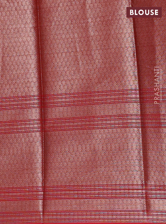 Banarasi warm silk saree pale orange and red with woven buttas and woven border