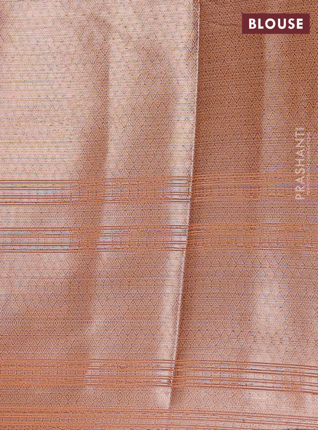 Banarasi warm silk saree red and pale orange with woven buttas and woven border