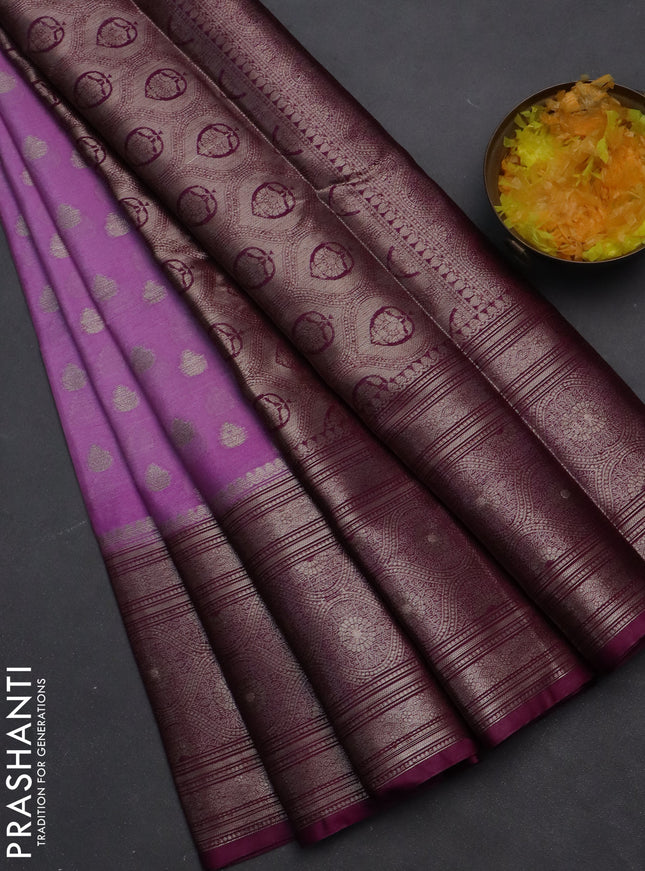 Banarasi warm silk saree lavender and deep purple with woven buttas and woven border