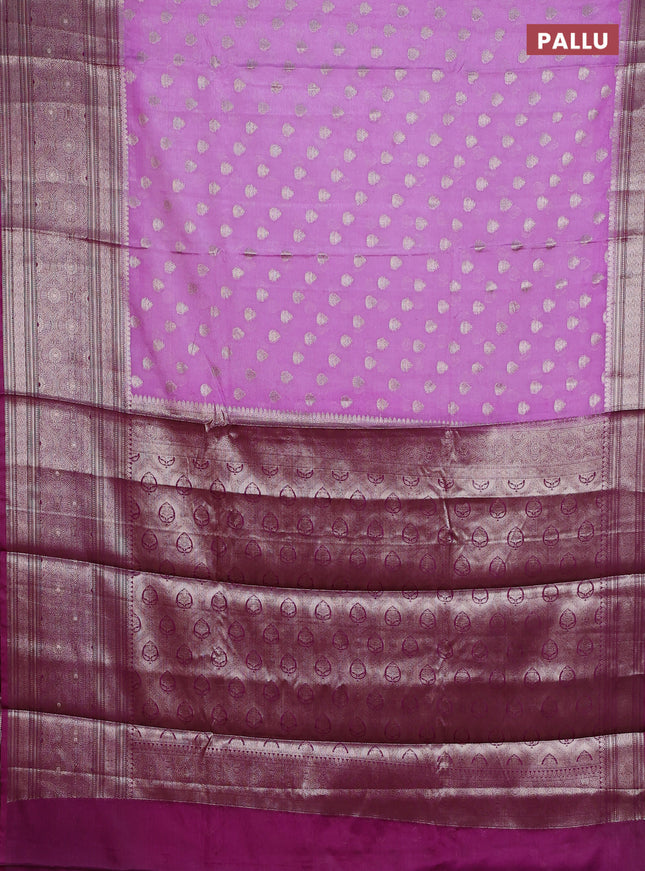 Banarasi warm silk saree lavender and deep purple with woven buttas and woven border