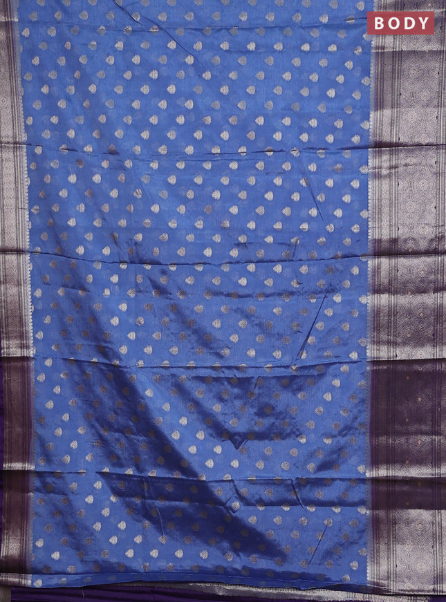 Banarasi warm silk saree pastel blue and violet with woven buttas and woven border