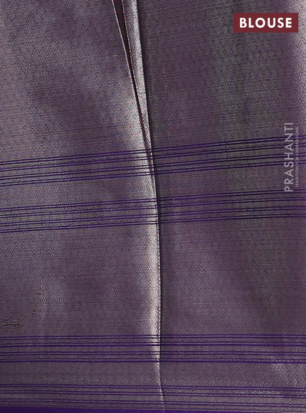 Banarasi warm silk saree pastel blue and violet with woven buttas and woven border