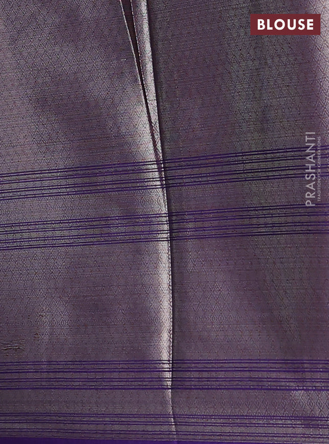 Banarasi warm silk saree pastel blue and violet with woven buttas and woven border