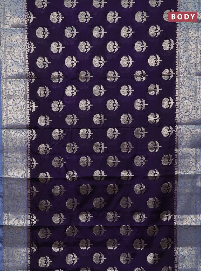 Banarasi warm silk saree dark blue and pastel blue with zari woven floral buttas and zari woven border