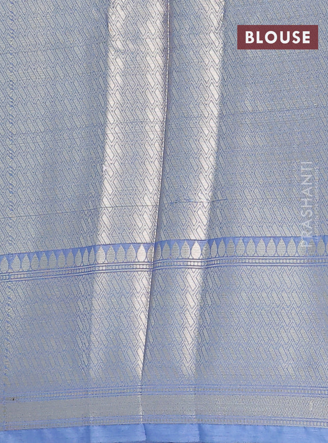 Banarasi warm silk saree dark blue and pastel blue with zari woven floral buttas and zari woven border