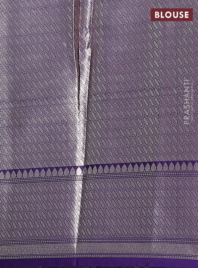 Banarasi warm silk saree pastel blue and deep violet with zari woven floral buttas and zari woven border