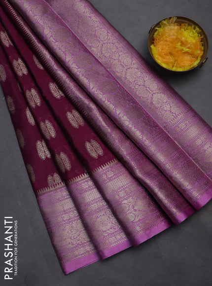 Banarasi warm silk saree purple and lavender with woven buttas and woven border