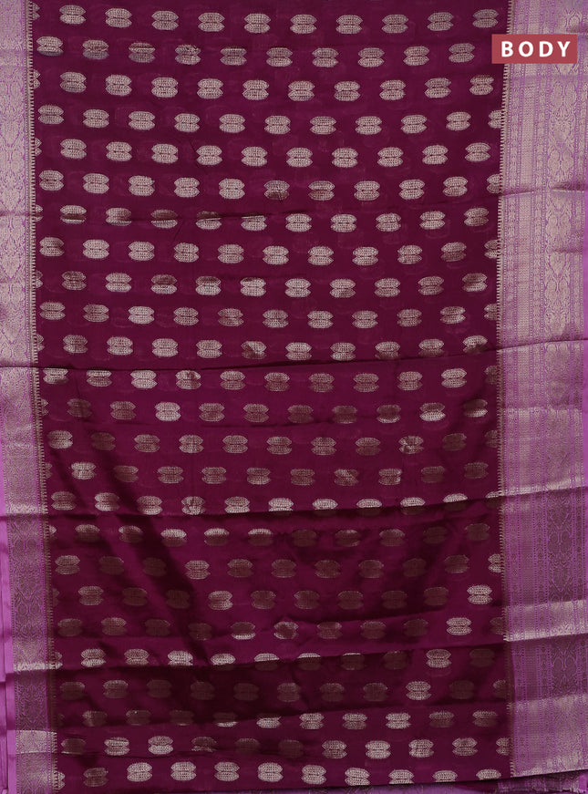 Banarasi warm silk saree purple and lavender with woven buttas and woven border