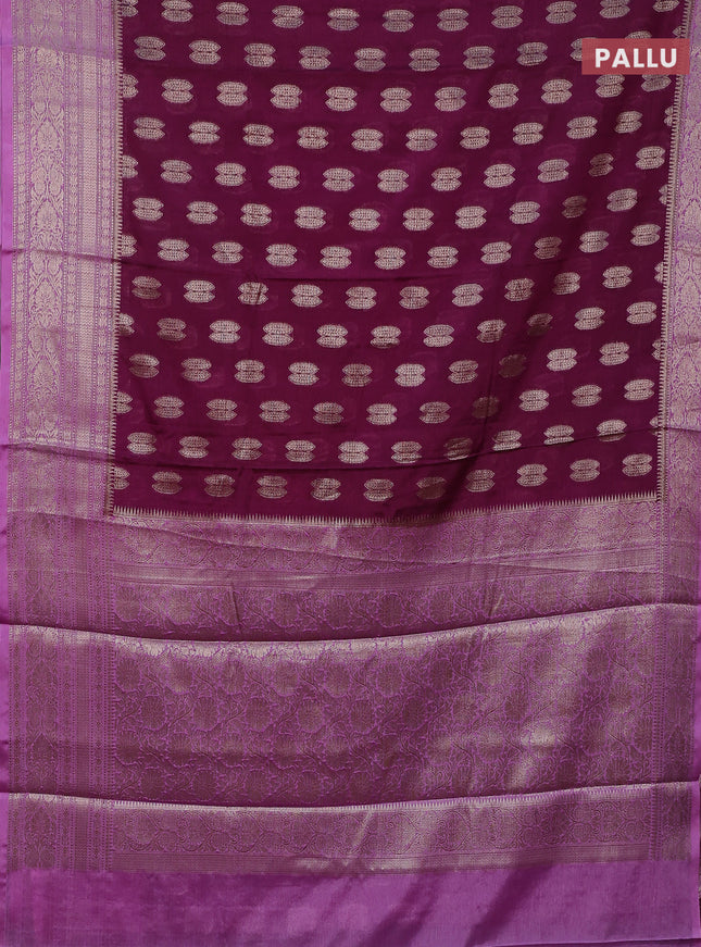 Banarasi warm silk saree purple and lavender with woven buttas and woven border
