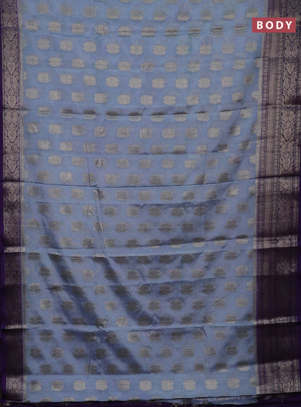 Banarasi warm silk saree pastel blue and violet with woven buttas and woven border