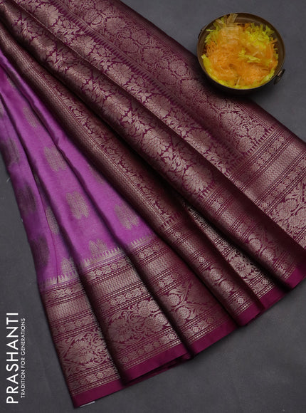 Banarasi warm silk saree lavender and purple with woven buttas and woven border