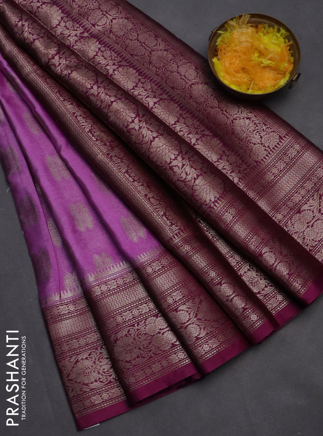 Banarasi warm silk saree lavender and purple with woven buttas and woven border