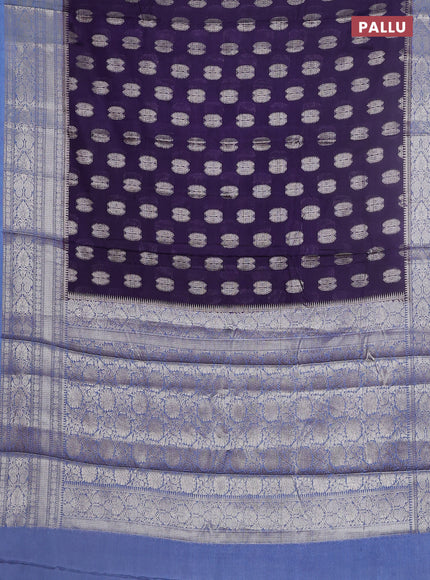 Banarasi warm silk saree deep violet and pastel blue with woven buttas and woven border
